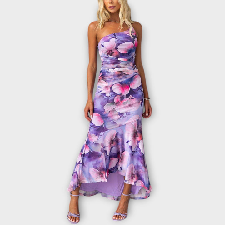 Pia - Vestido Longo com Franzido Assimétrico