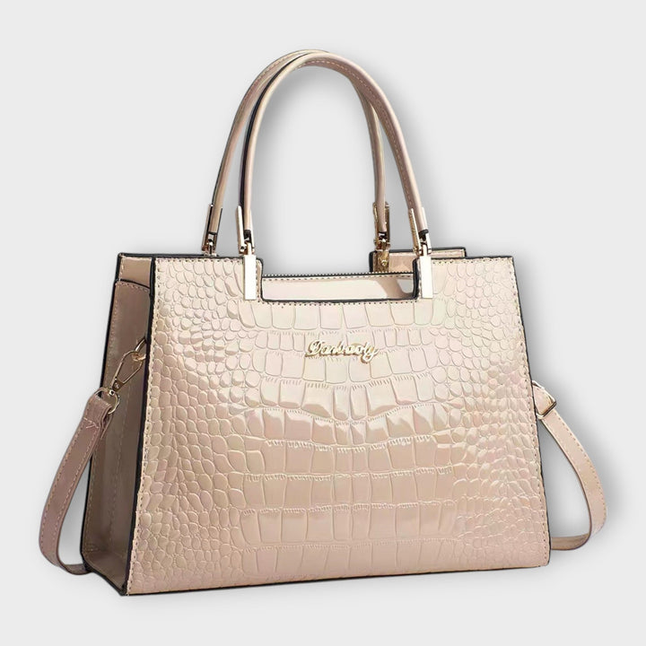 Olivia | Bolsa de Mão com Estampa de Crocodilo Brilhante