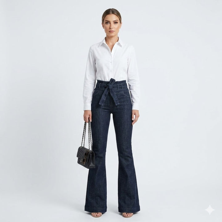 Women's Flare Jeans Denim Blend High Waisted Sculpting Fit Casual Everyday