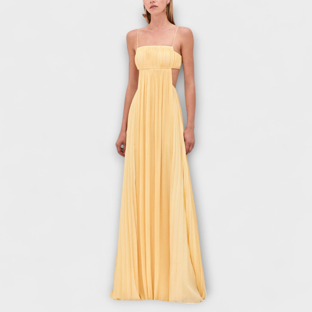 Mireille - Chic plisseret cutout flydende maxikjole
