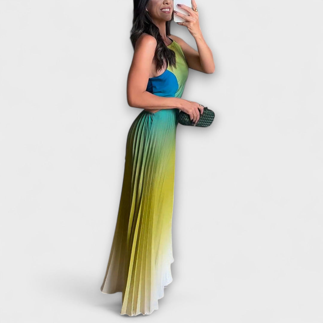 Haven - Vestido maxi sin espalda con efecto tie-dye y estilo moderno