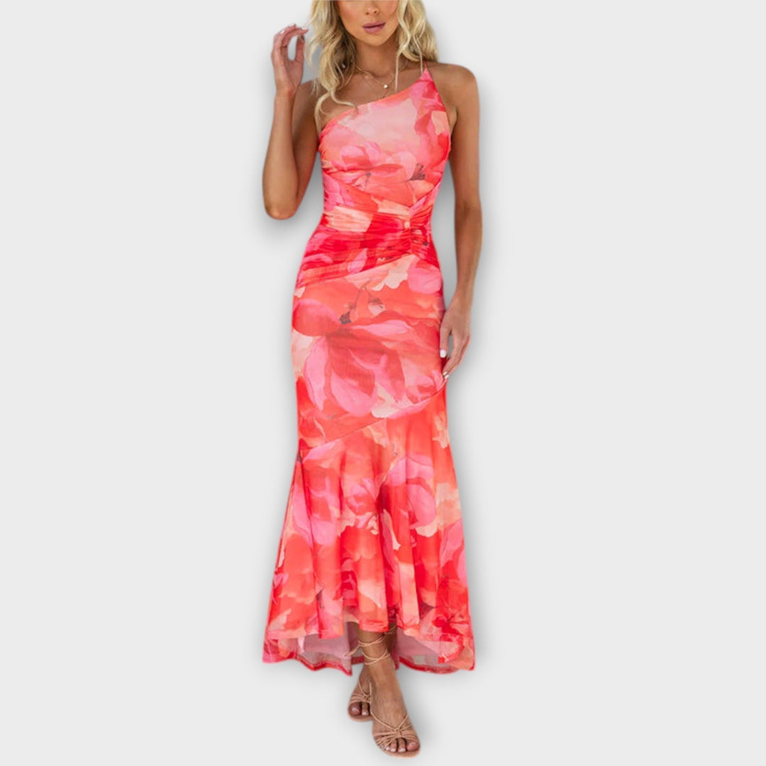 Pia - Vestido Longo com Franzido Assimétrico