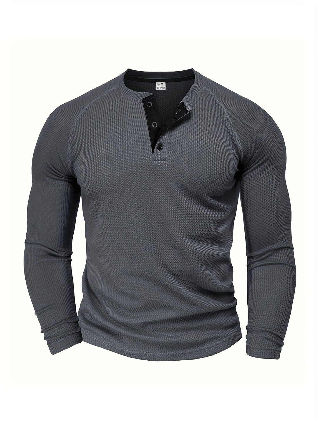 Callum | Polished Long Sleeve Henley Shirt with Button Placket and Tailored Fit