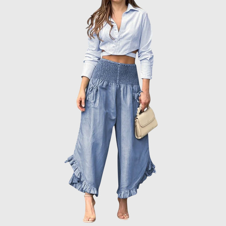 Jaya - Calça Casual com Pregas na Moda