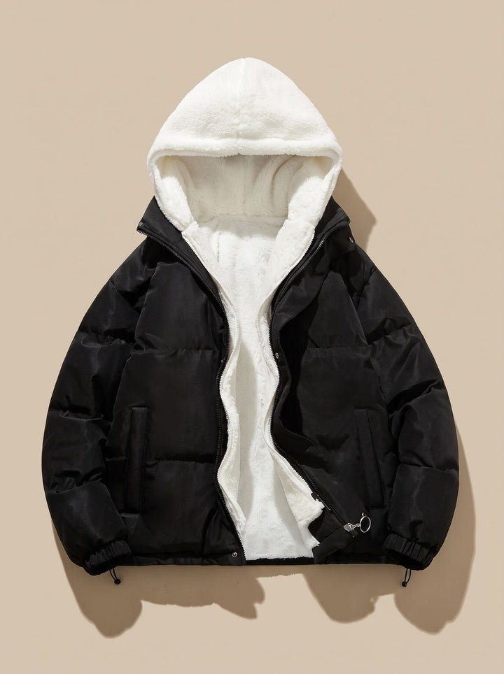 Lucienne | Cozy Hooded Down Jacket with Sherpa Fleece Lining and Quilted Exterior