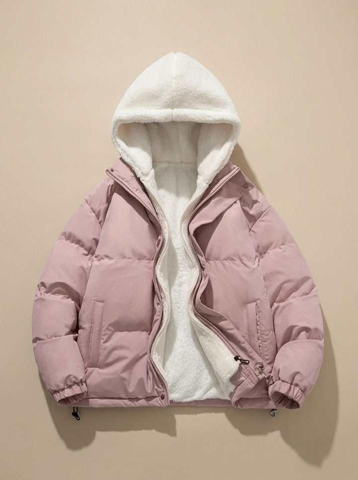 Lucienne | Cozy Hooded Down Jacket with Sherpa Fleece Lining and Quilted Exterior