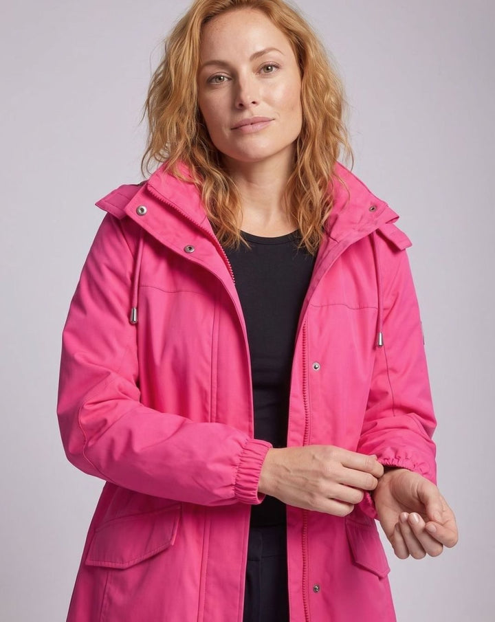 Ludovica | Water-Repellent Long Hooded Parka with Adjustable Waist and Flap Pockets