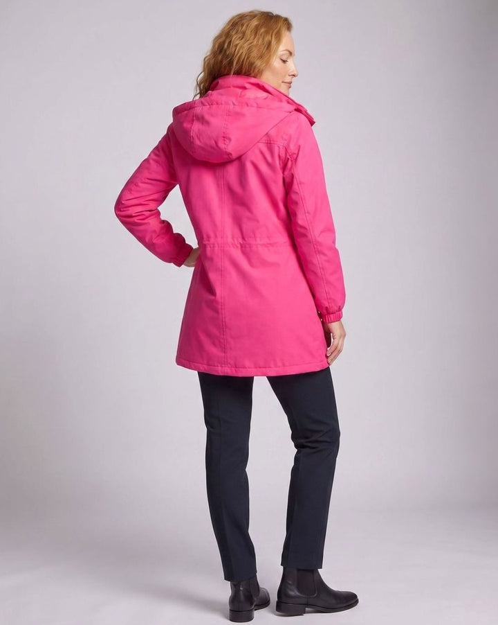 Ludovica | Water-Repellent Long Hooded Parka with Adjustable Waist and Flap Pockets