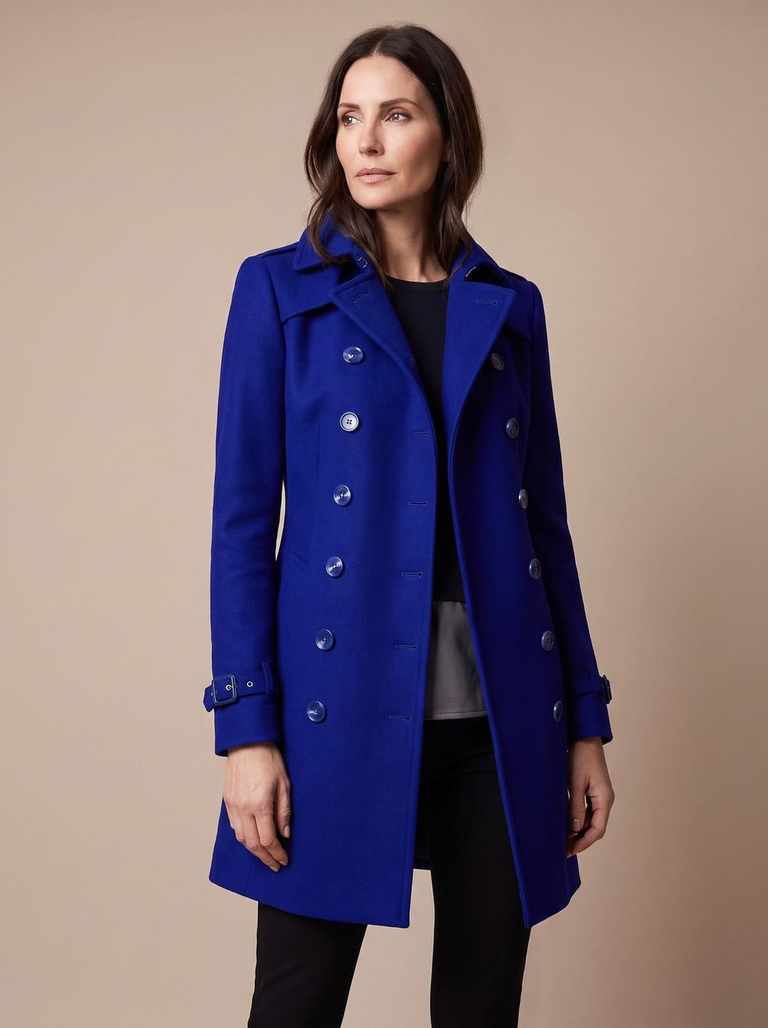 Amelia | Elegant Wool Coat with Double-Breasted Design and Revere Collar