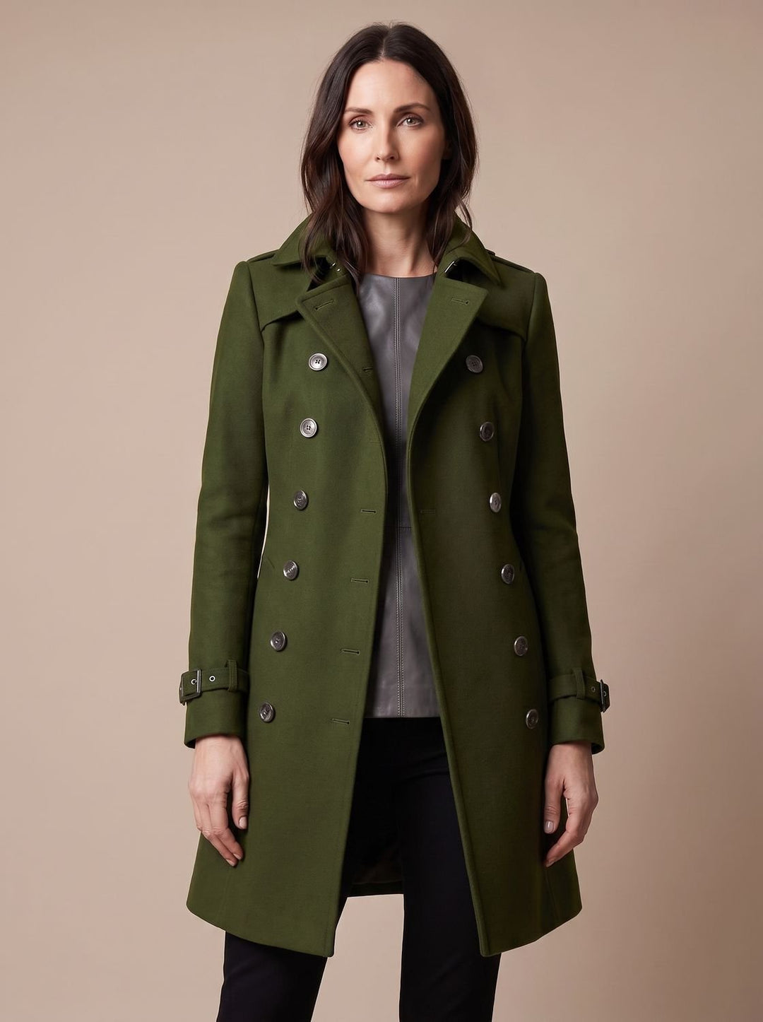 Amelia | Elegant Wool Coat with Double-Breasted Design and Revere Collar