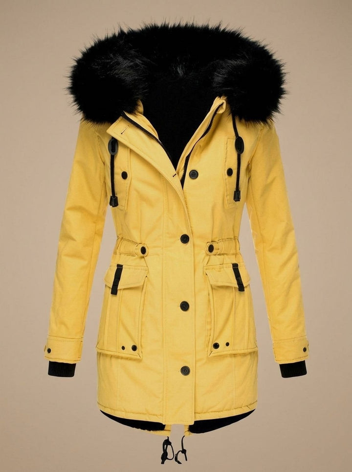Evadne | Insulated Thermal Parka with Faux Fur Hood and Adjustable Waist Drawstring