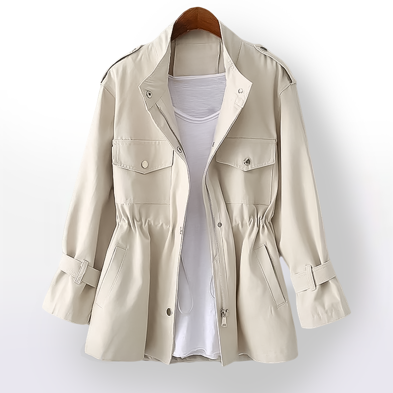 Casual let trenchcoat til kvinder med lynlås og praktisk overtøj