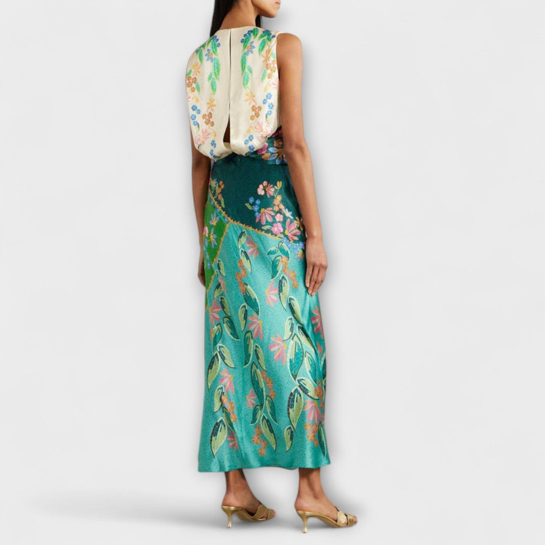 Aisling - Elegantes, gedreht drapiertes Maxikleid mit Blumenmuster