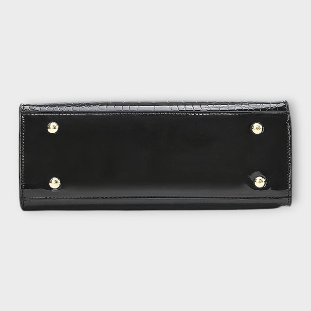 Olivia | Bolsa de Mão com Estampa de Crocodilo Brilhante
