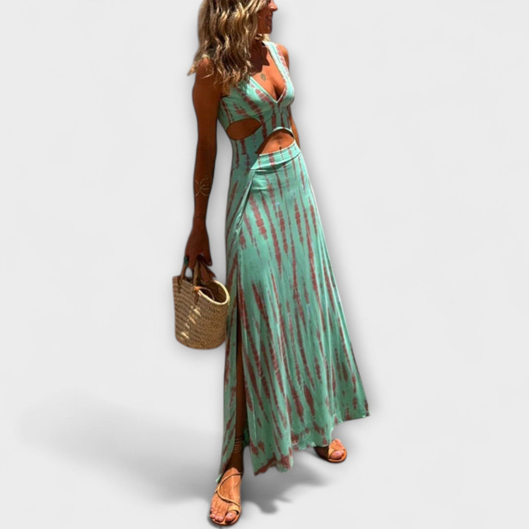 Ella - Eleanor tie-dye cutout schlitz stretch kjole