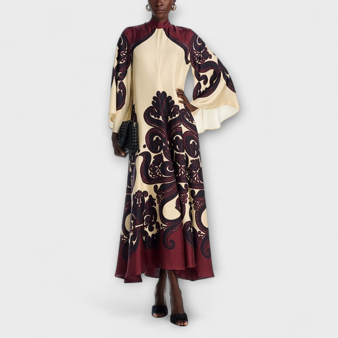 Lucy - Vestido maxi con estampado de granadilla impresionante para una elegancia sin esfuerzo