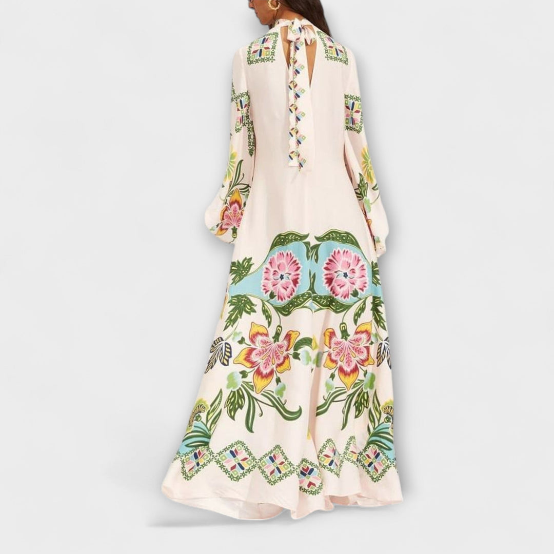 Lisa - Elegantes Maxikleid mit Blumenmuster und fließendem Design