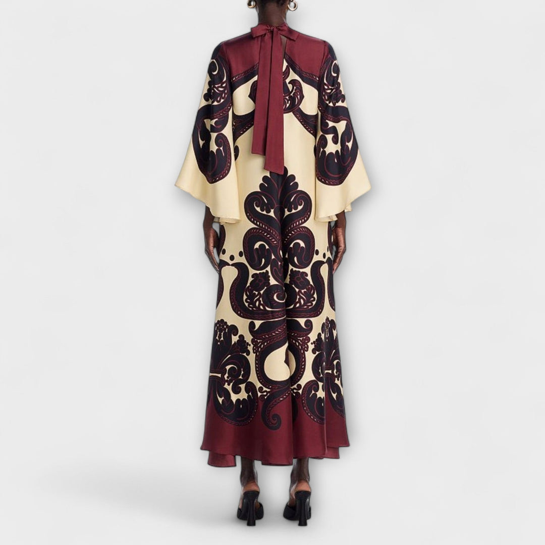 Lucy - Vestido maxi con estampado de granadilla impresionante para una elegancia sin esfuerzo