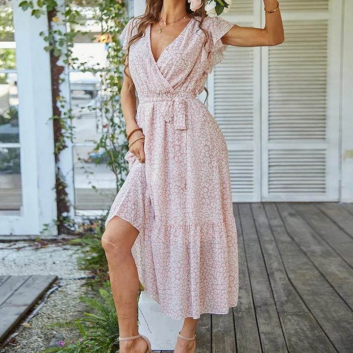 Zoe | Robe d'Été Portefeuille Florale à Ceinture