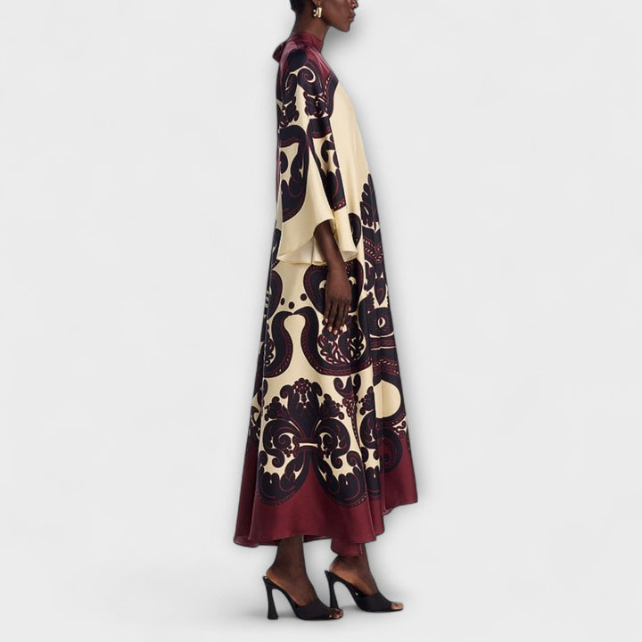 Lucy - Vestido maxi con estampado de granadilla impresionante para una elegancia sin esfuerzo