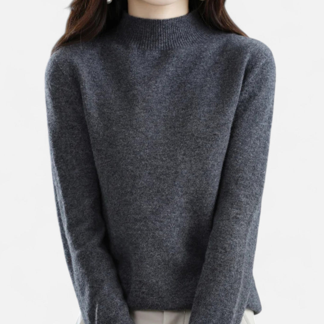 Lumina | Eleganter Pullover aus reiner Wolle mit halbem Rollkragen und Rippbesatz