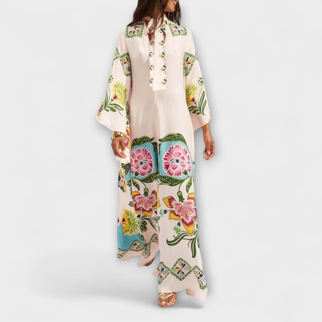 Lisa - Elegantes Maxikleid mit Blumenmuster und fließendem Design