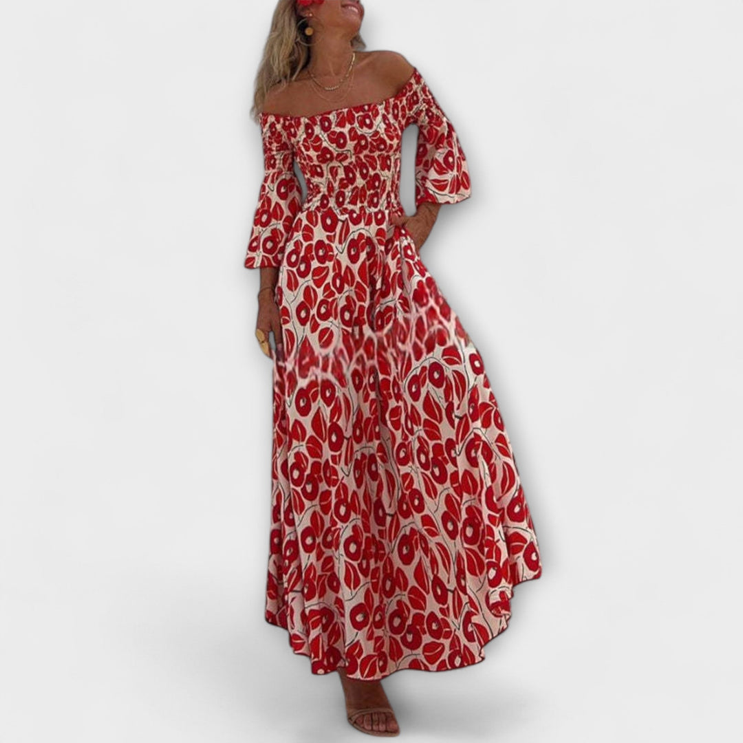 Sienna - Abito lungo off-shoulder pronto per la vacanza