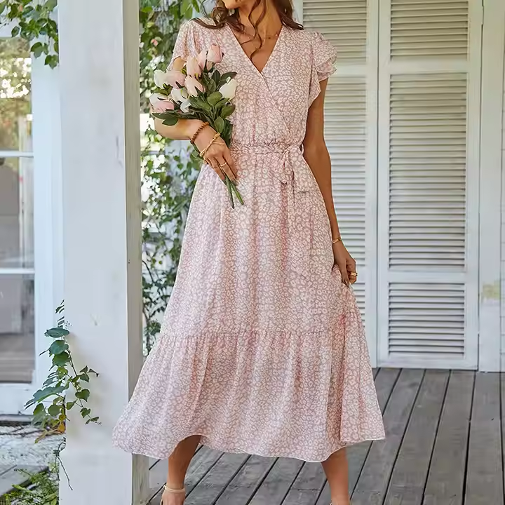 Zoe | Robe d'Été Portefeuille Florale à Ceinture