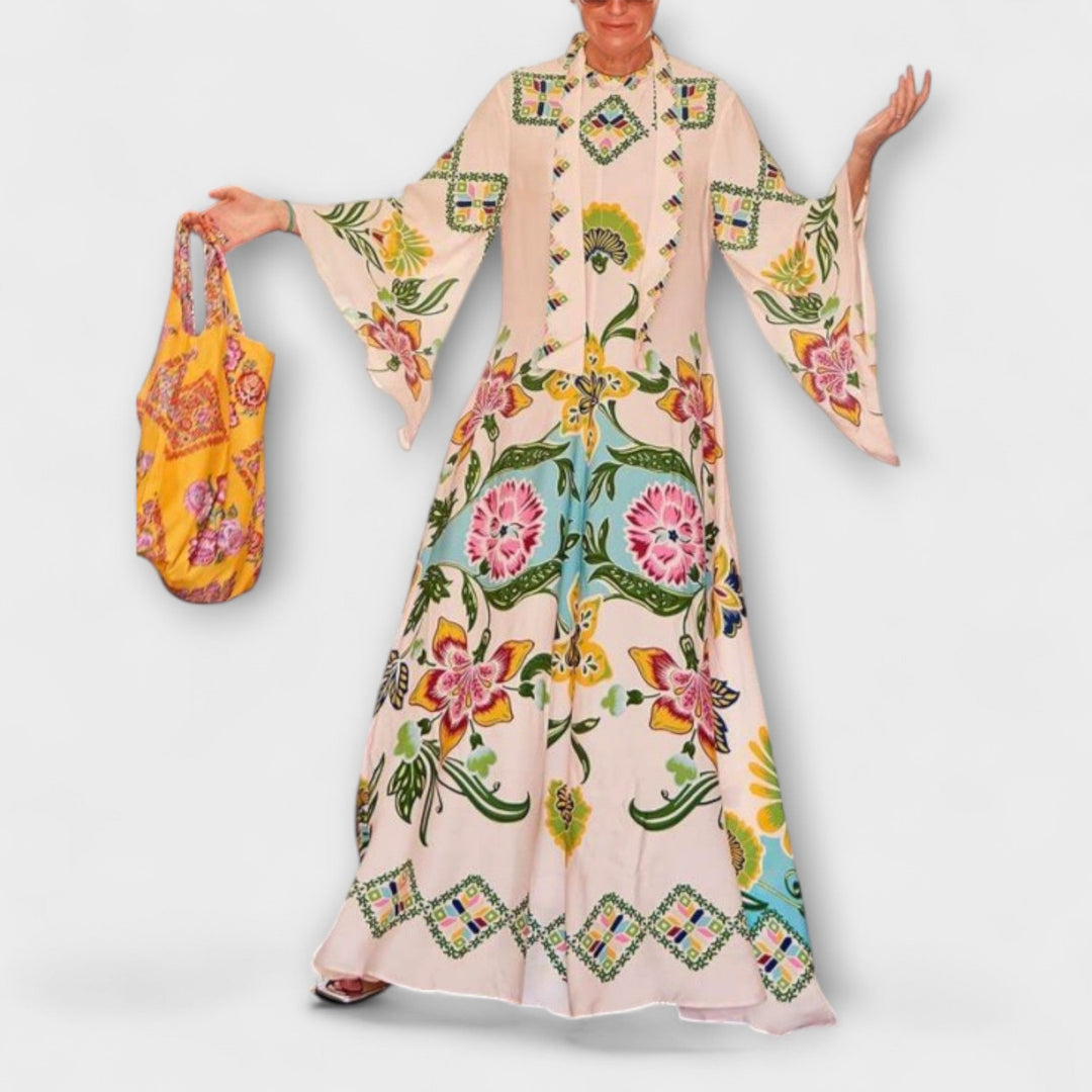 Lisa - Elegantes Maxikleid mit Blumenmuster und fließendem Design