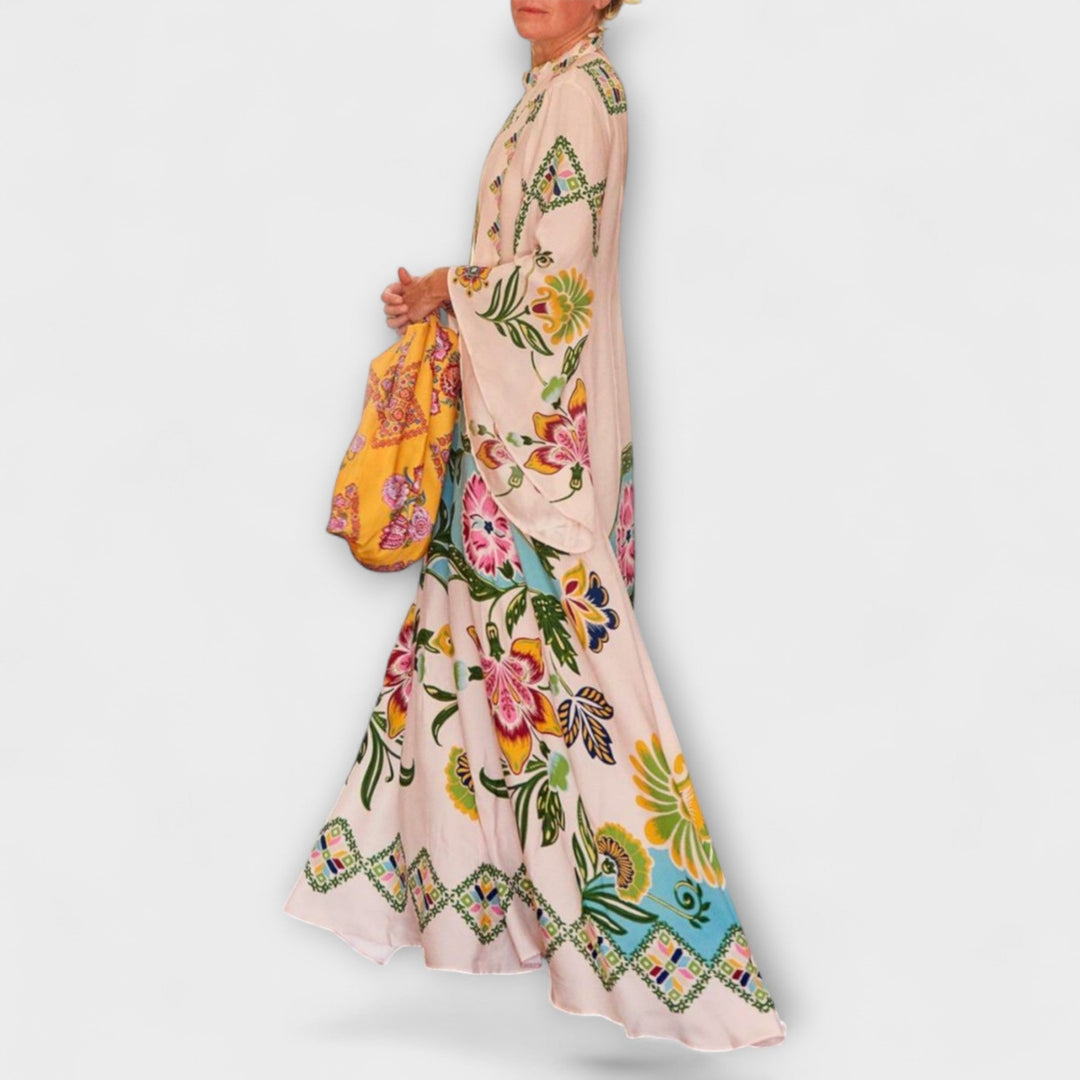 Lisa - Elegantes Maxikleid mit Blumenmuster und fließendem Design