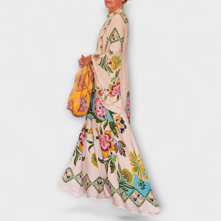 Lisa - Elegantes Maxikleid mit Blumenmuster und fließendem Design