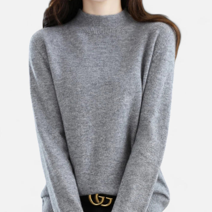 Lumina | Eleganter Pullover aus reiner Wolle mit halbem Rollkragen und Rippbesatz