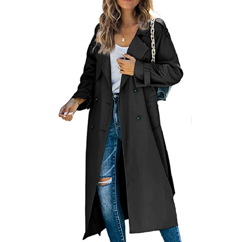 Women's Trenchcoat Slim Silhouette Belted Waist Casual to Formal Wear