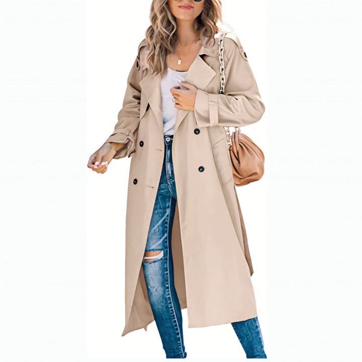 Women's Trenchcoat Slim Silhouette Belted Waist Casual to Formal Wear