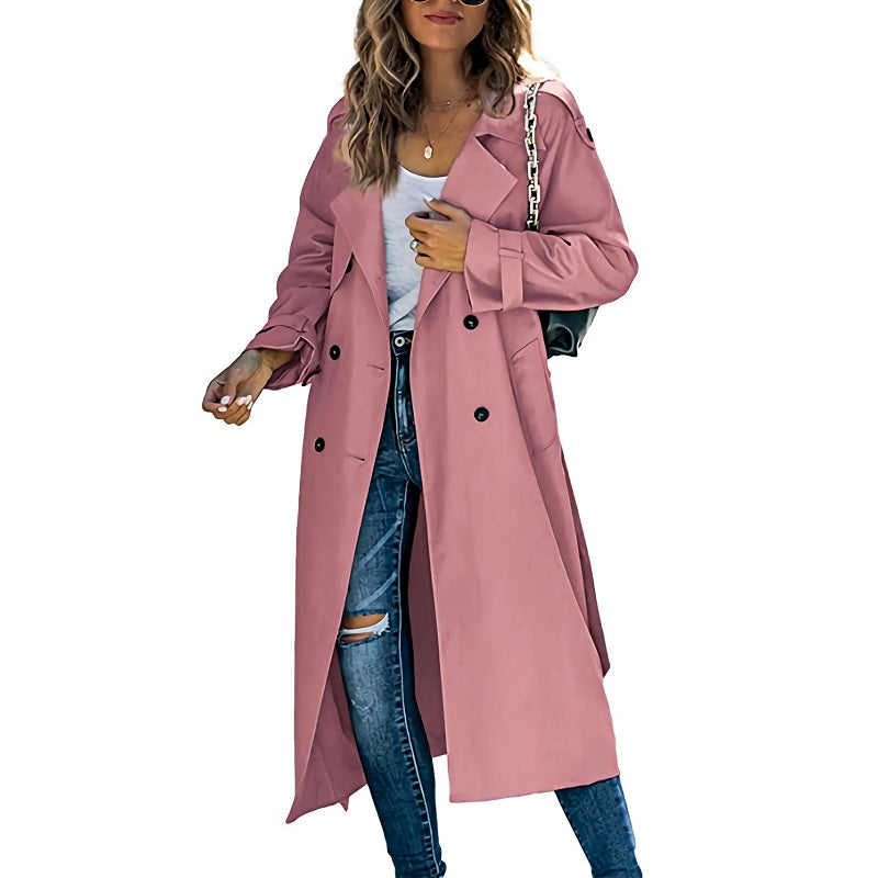 Women's Trenchcoat Slim Silhouette Belted Waist Casual to Formal Wear