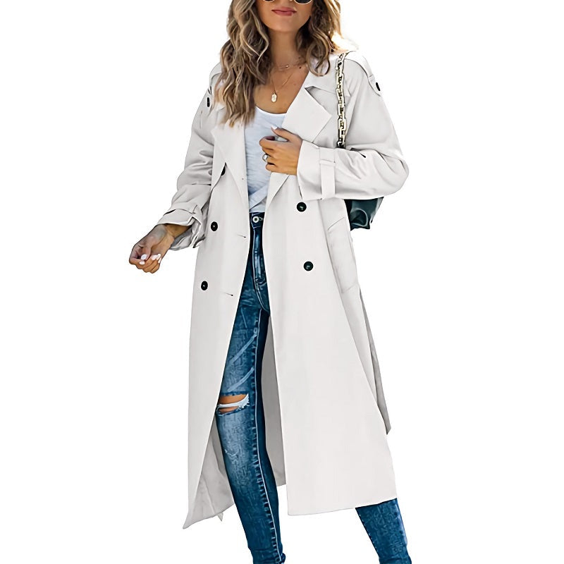 Women's Trenchcoat Slim Silhouette Belted Waist Casual to Formal Wear
