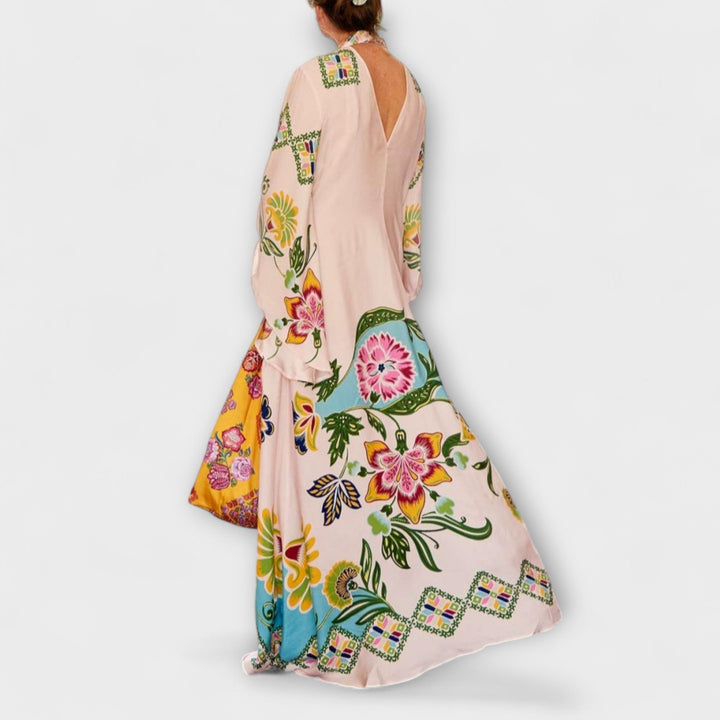 Lisa - Elegantes Maxikleid mit Blumenmuster und fließendem Design