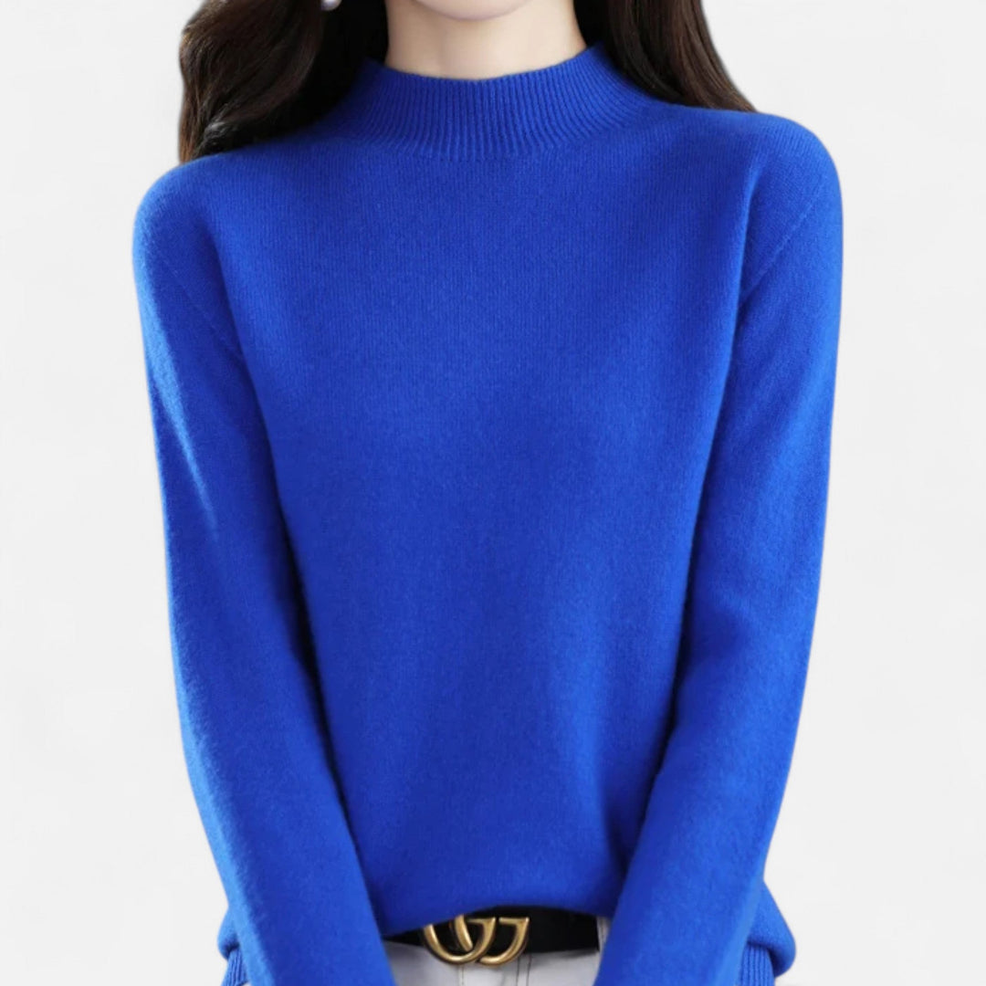 Lumina | Eleganter Pullover aus reiner Wolle mit halbem Rollkragen und Rippbesatz