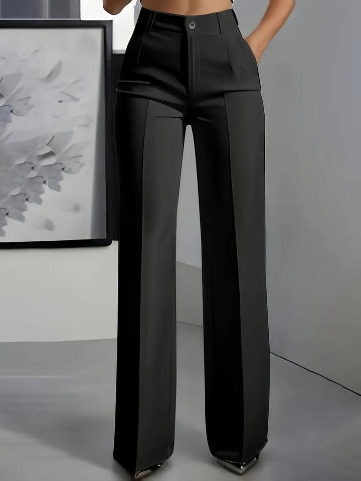 Pantalon large pour femmes, taille haute, coupe structurée, style bureau décontracté
