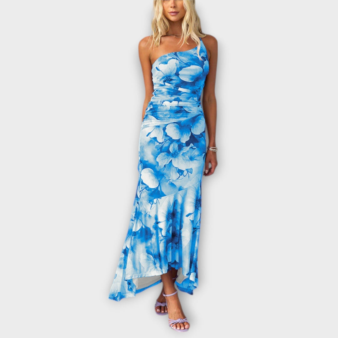 Pia - Vestido Longo com Franzido Assimétrico