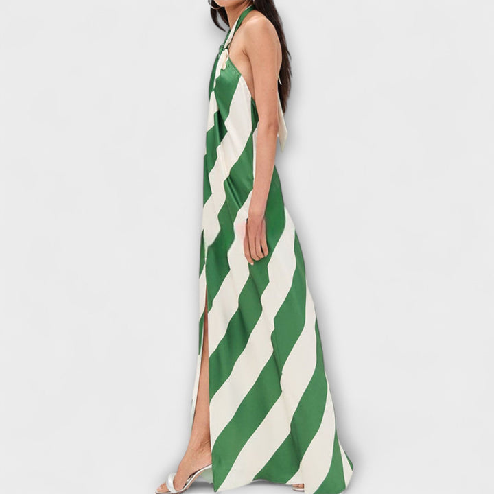 Marlowe - Gestreiftes Neckholder Maxikleid ohne Rücken