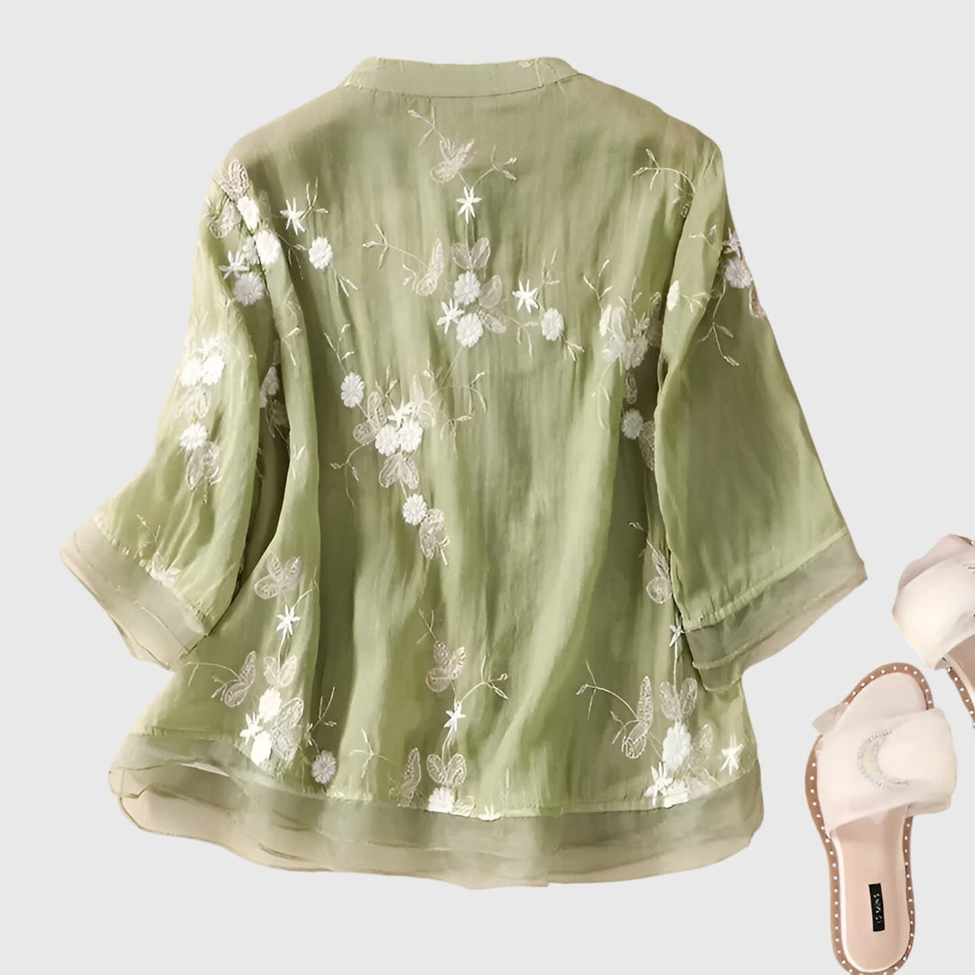 Nellie™ | Top elegante con fiori ricamati