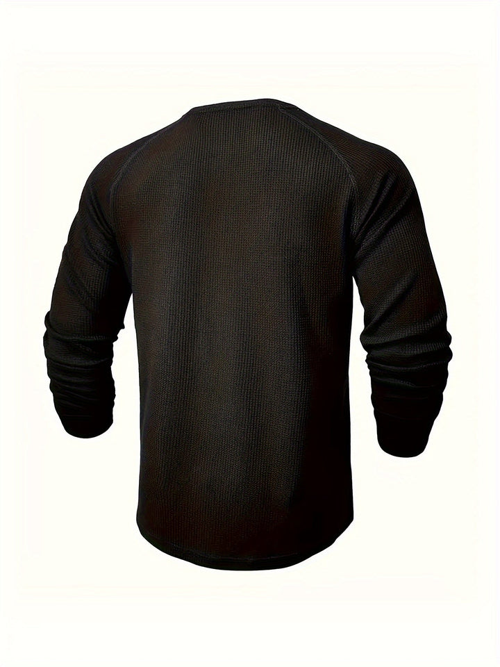 Callum | Polished Long Sleeve Henley Shirt with Button Placket and Tailored Fit