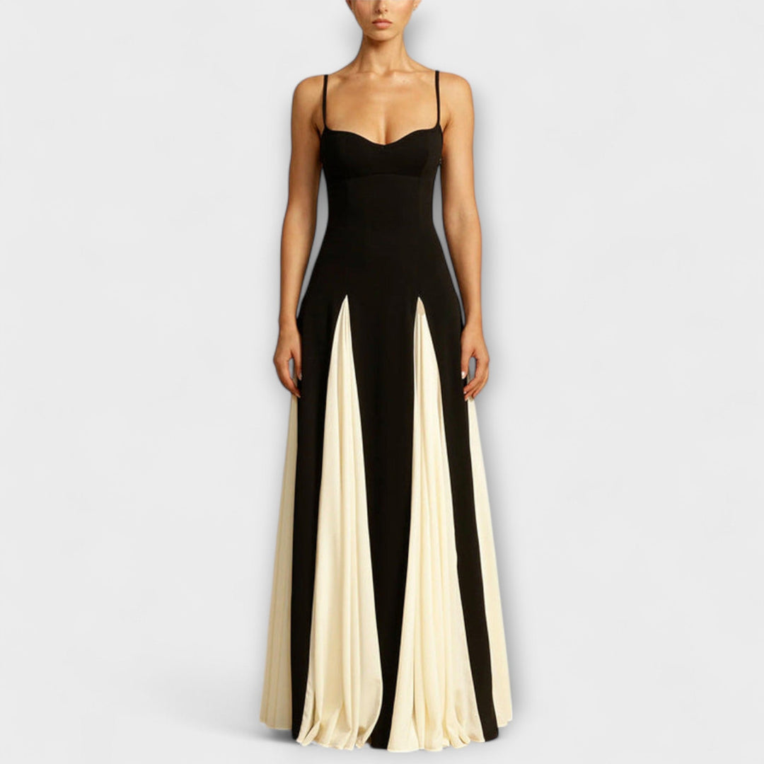 Ember - Classico Abito Lungo A-Line con Pannelli in Tulle