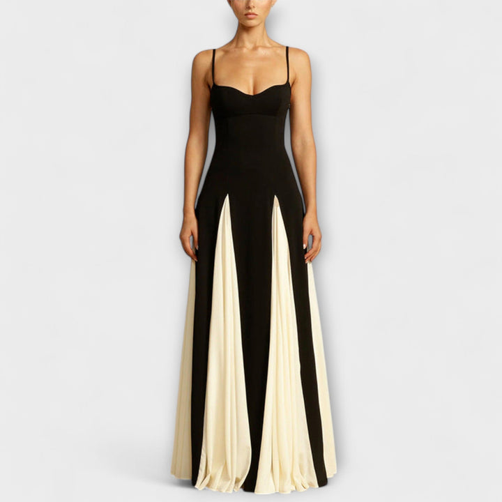 Ember - Classico Abito Lungo A-Line con Pannelli in Tulle