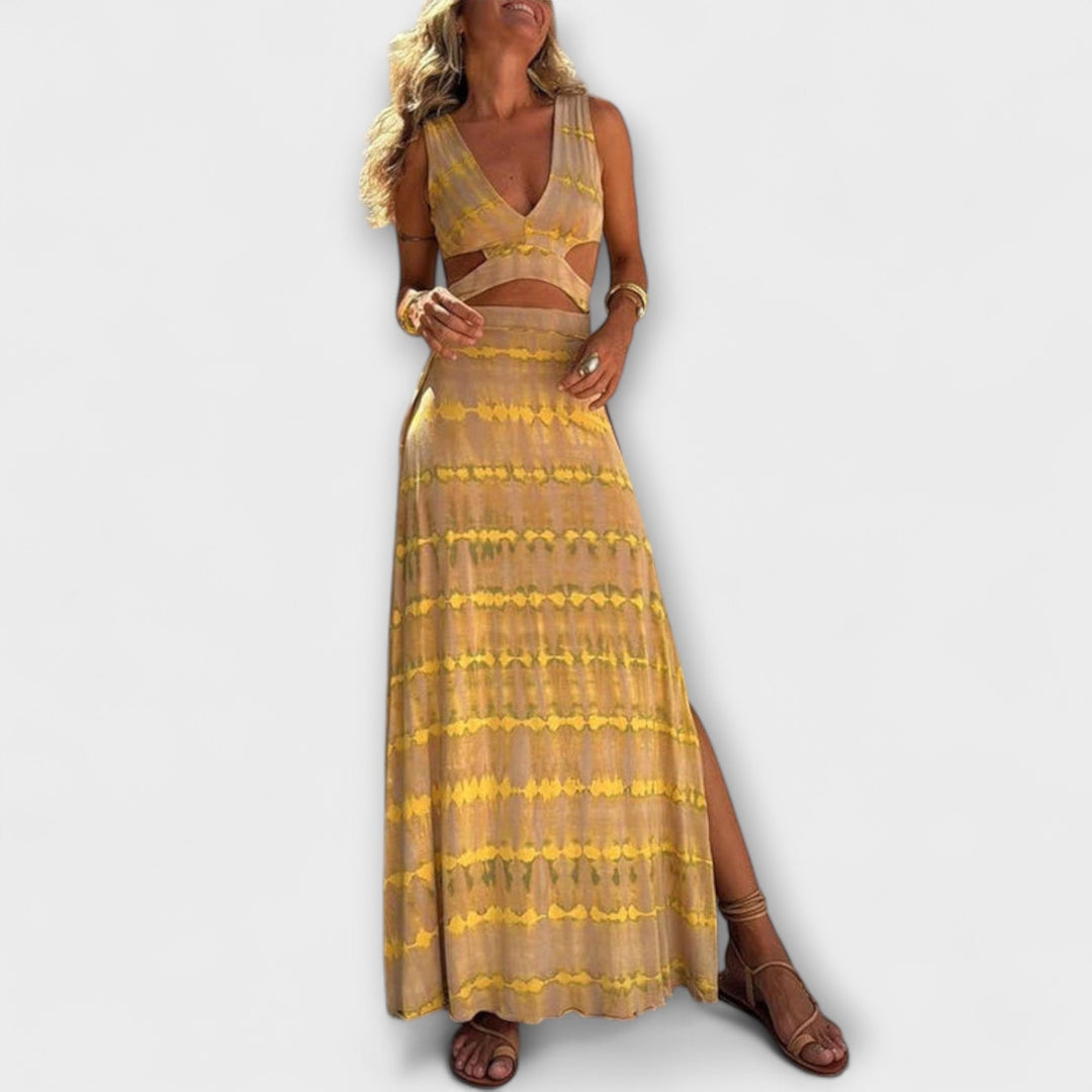 Ella - Eleanor tie-dye cutout schlitz stretch kjole
