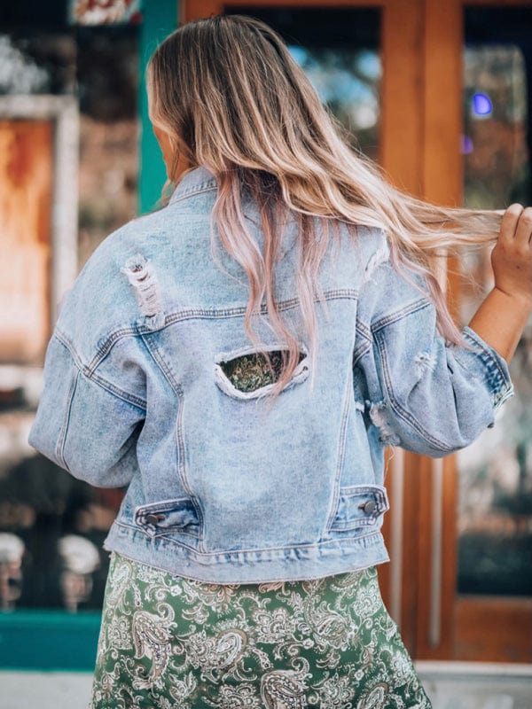 Giacca di jeans da donna effetto vissuto con vestibilità comoda