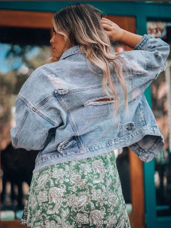 Giacca di jeans da donna effetto vissuto con vestibilità comoda