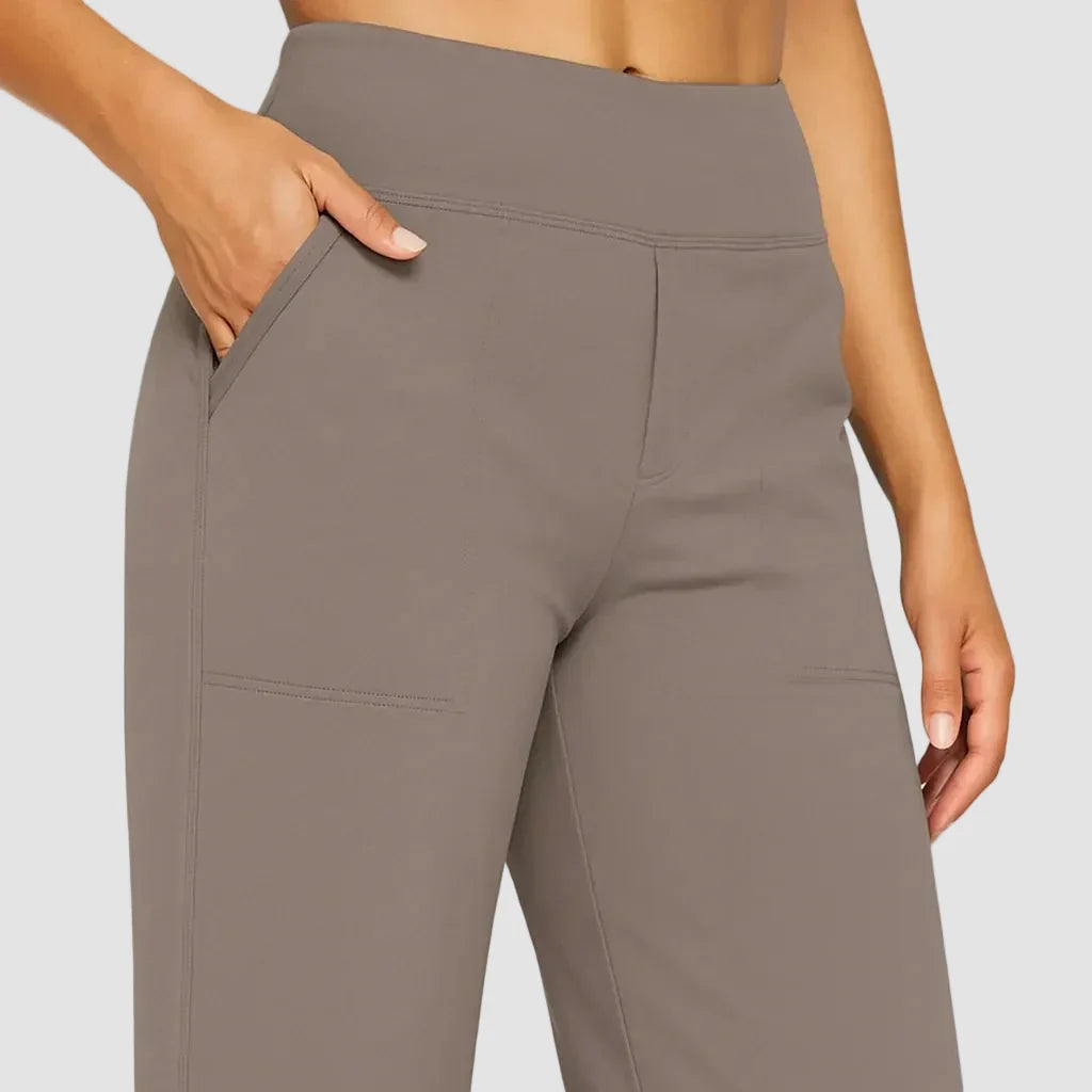 Women's Sweatpants Soft Stretch Fabric High Waist Wide Leg Pockets Casual