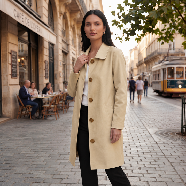Cordelia | Eleganter Midi-Trenchcoat für Damen mit schmeichelhafter Silhouette und modernem Schnitt
